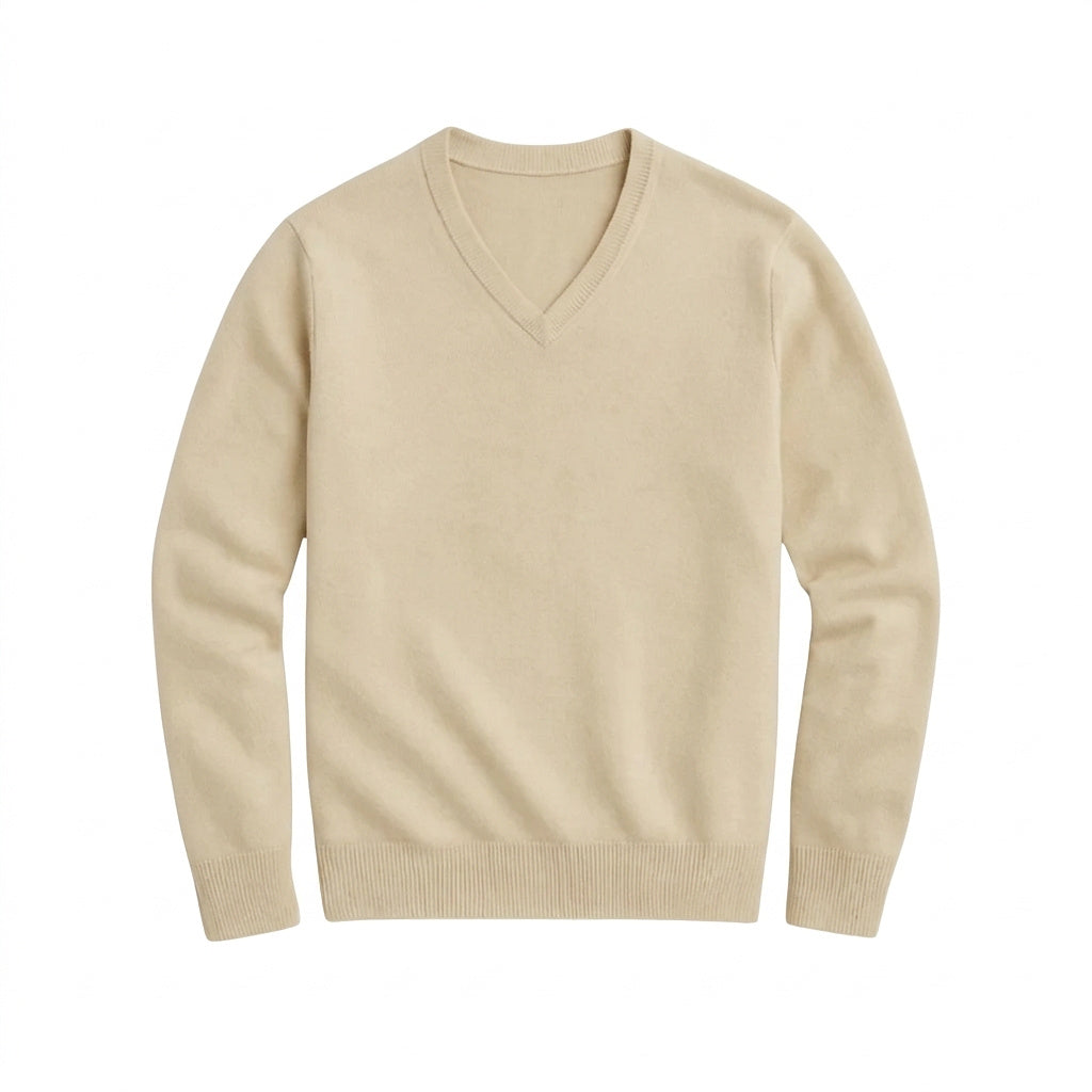 Herren-Strickpullover mit V-Ausschnitt und langen Ärmeln-Sweaters for men-Alpenkind