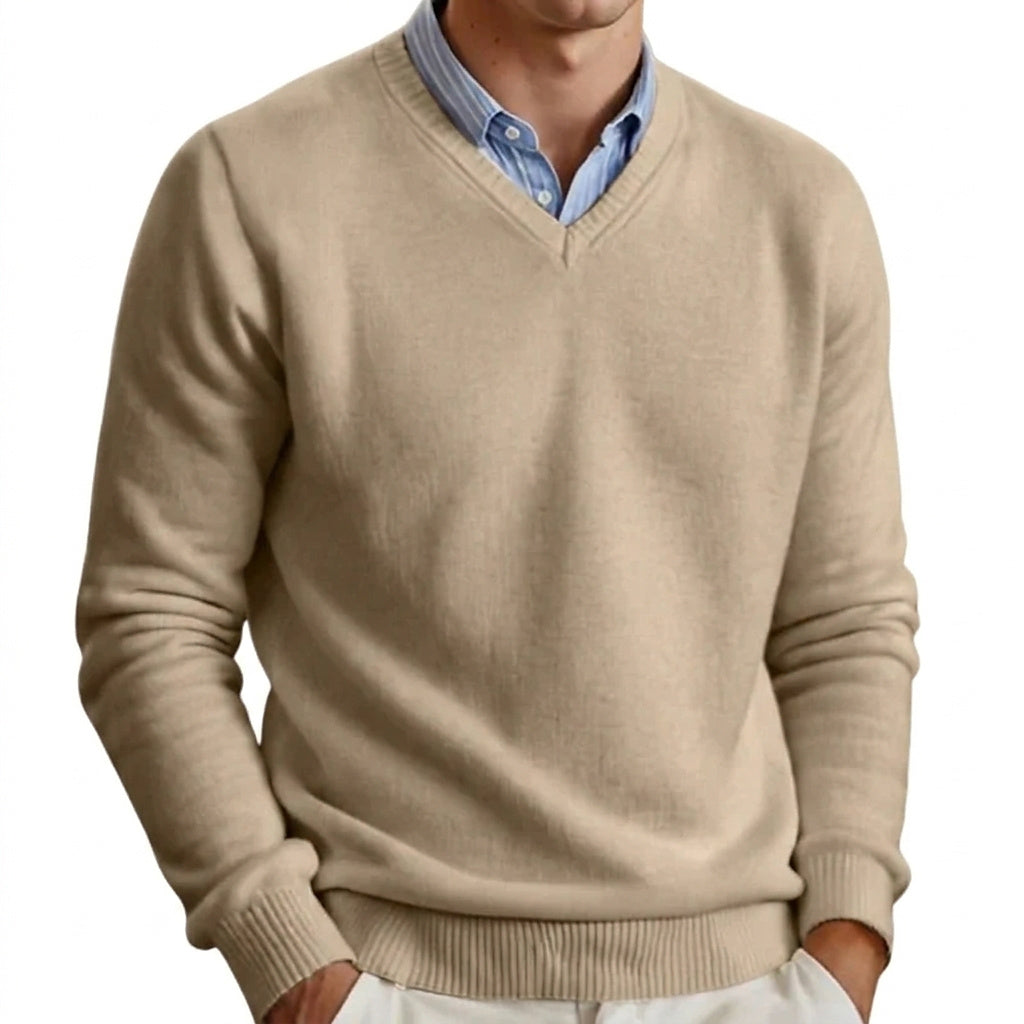 Herren-Strickpullover mit V-Ausschnitt und langen Ärmeln-Sweaters for men-Alpenkind