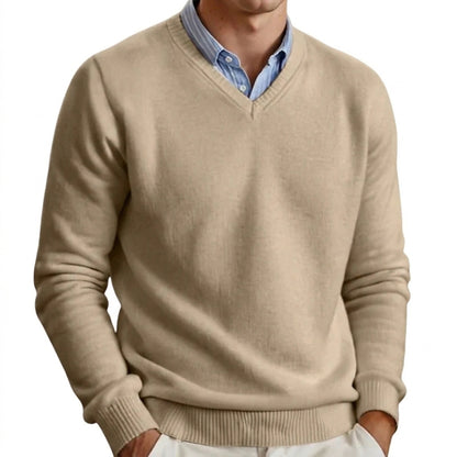 Herren-Strickpullover mit V-Ausschnitt und langen Ärmeln-Sweaters for men-Alpenkind