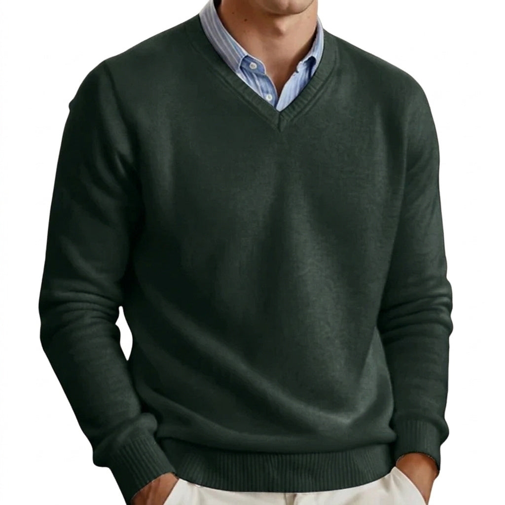 Herren-Strickpullover mit V-Ausschnitt und langen Ärmeln-Sweaters for men-Alpenkind