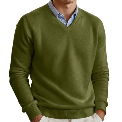 Herren-Strickpullover mit V-Ausschnitt und langen Ärmeln-Sweaters for men-Alpenkind