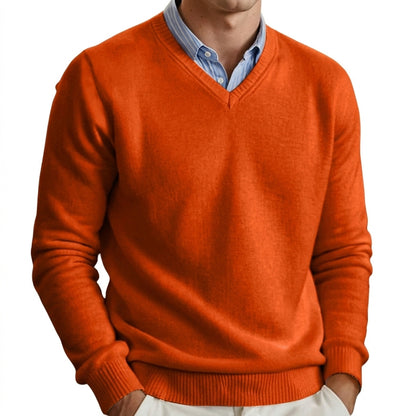 Herren-Strickpullover mit V-Ausschnitt und langen Ärmeln-Sweaters for men-Alpenkind