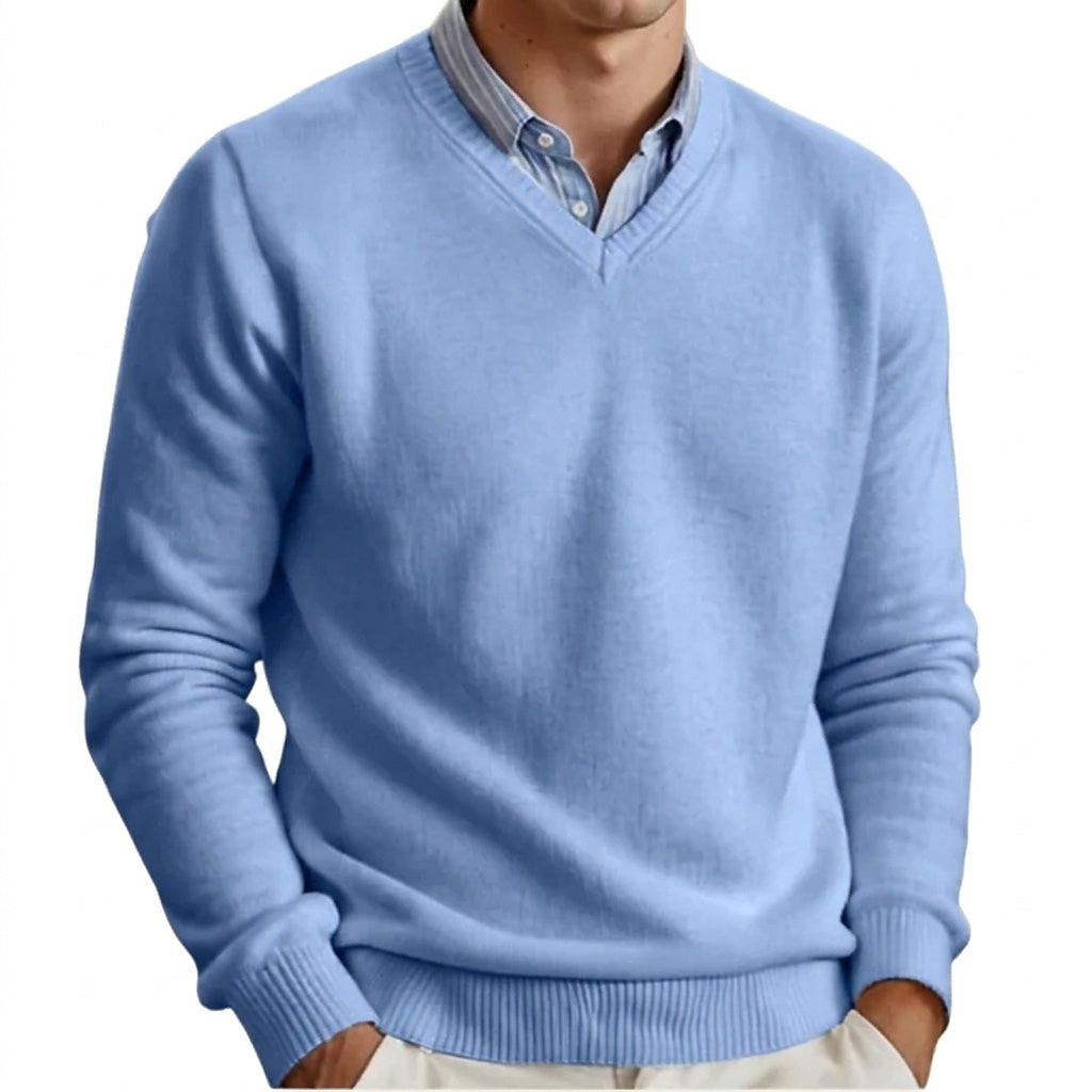 Herren-Strickpullover mit V-Ausschnitt und langen Ärmeln-Sweaters for men-Alpenkind