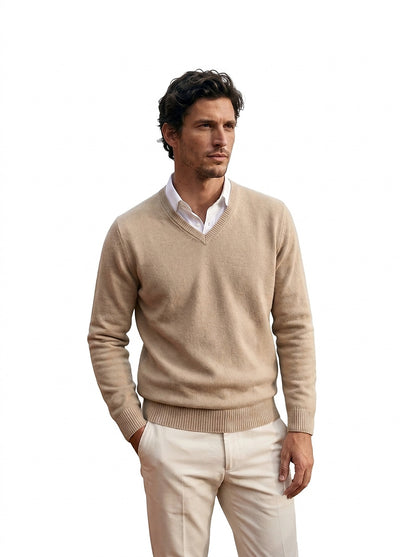 Herren-Strickpullover mit V-Ausschnitt und langen Ärmeln-Sweaters for men-Alpenkind