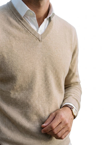 Herren-Strickpullover mit V-Ausschnitt und langen Ärmeln-Sweaters for men-Alpenkind
