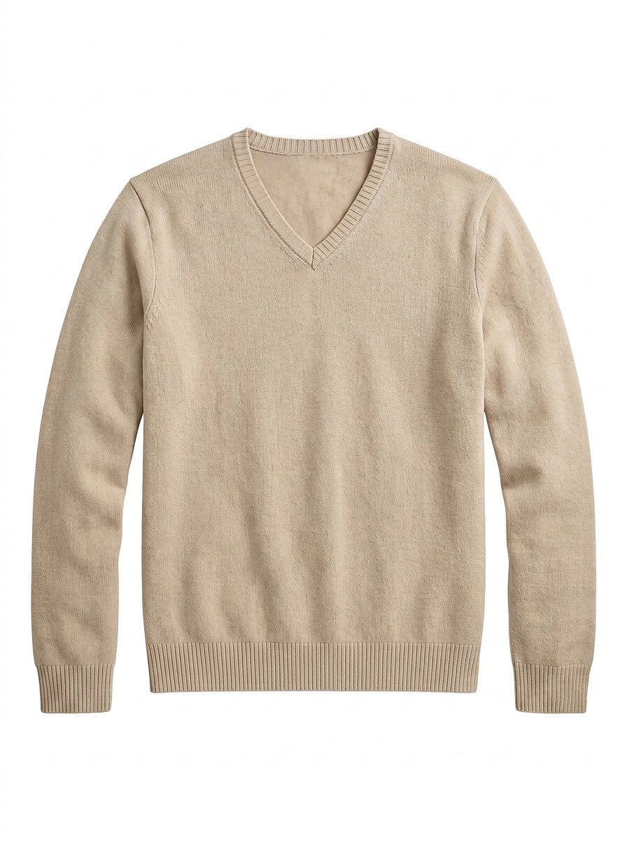 Herren-Strickpullover mit V-Ausschnitt und langen Ärmeln-Sweaters for men-Alpenkind