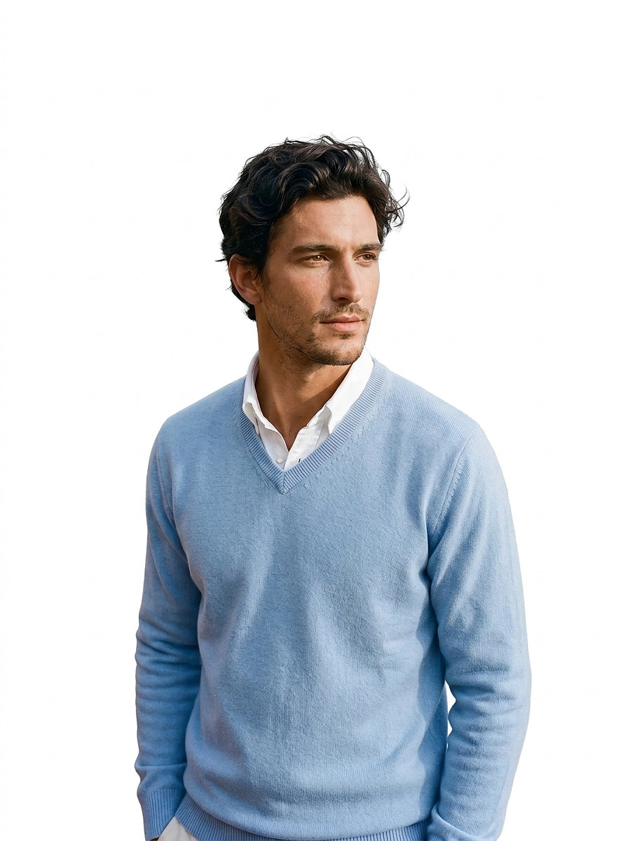 Herren-Strickpullover mit V-Ausschnitt und langen Ärmeln-Sweaters for men-Alpenkind