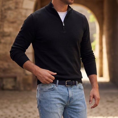 Herren-Strickpullover mit Viertelreißverschluss-Sweaters for men-Alpenkind