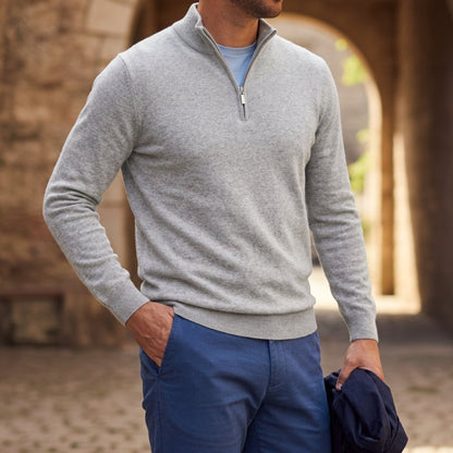 Herren-Strickpullover mit Viertelreißverschluss-Sweaters for men-Alpenkind