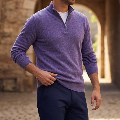 Herren-Strickpullover mit Viertelreißverschluss-Sweaters for men-Alpenkind