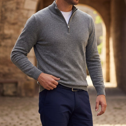 Herren-Strickpullover mit Viertelreißverschluss-Sweaters for men-Alpenkind