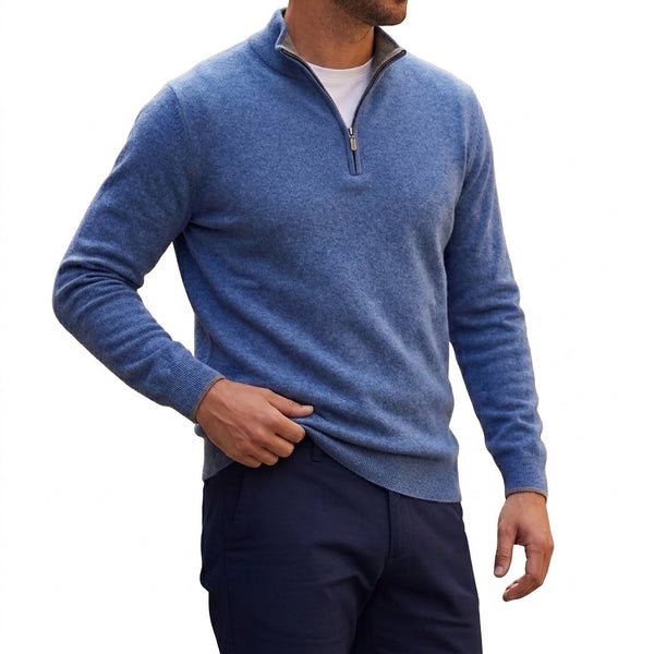 Herren-Strickpullover mit Viertelreißverschluss-Sweaters for men-Alpenkind