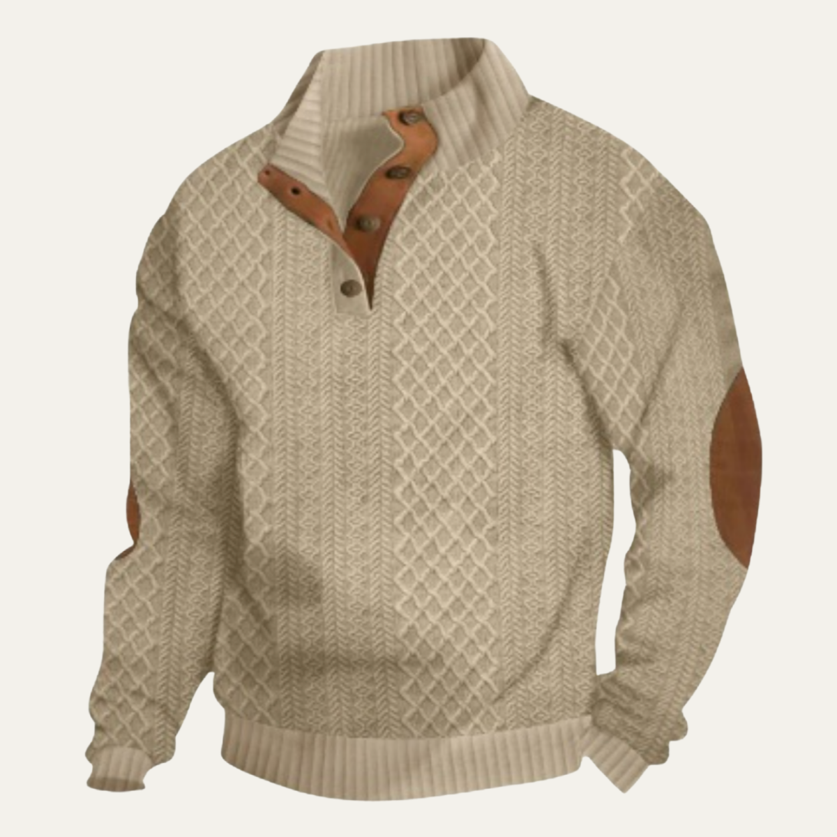 Herren-Strickpullover mit Zopfmuster und Knopfleiste-Sweaters for men-Alpenkind