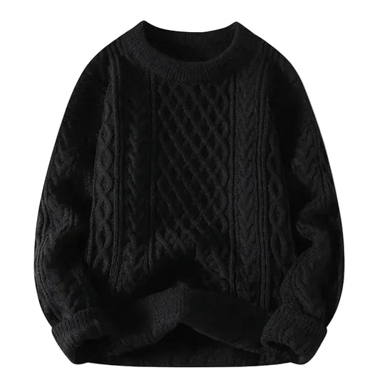 Herren Strickpullover mit Zopfmuster und Rundhals-Men Sweaters-Alpenkind