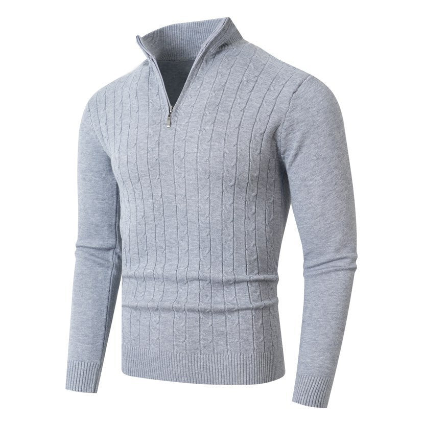 Herren-Strickpullover mit Zopfmuster und Viertelreißverschluss-sweaters for men-Alpenkind