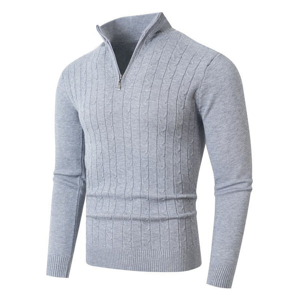 Herren-Strickpullover mit Zopfmuster und Viertelreißverschluss-sweaters for men-Alpenkind
