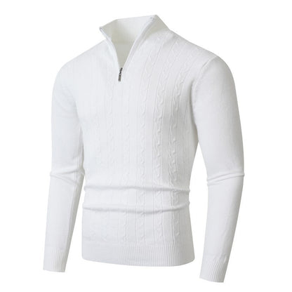 Herren-Strickpullover mit Zopfmuster und Viertelreißverschluss-sweaters for men-Alpenkind