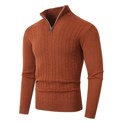 Herren-Strickpullover mit Zopfmuster und Viertelreißverschluss-sweaters for men-Alpenkind