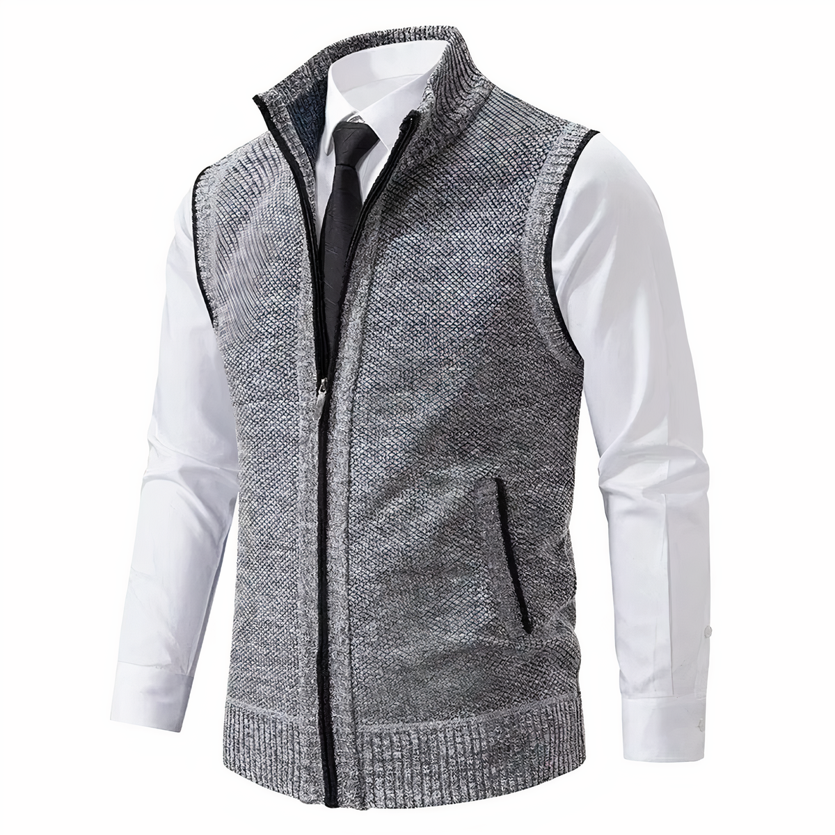 Herren Strickweste mit Reißverschluss-Vest for men-Alpenkind