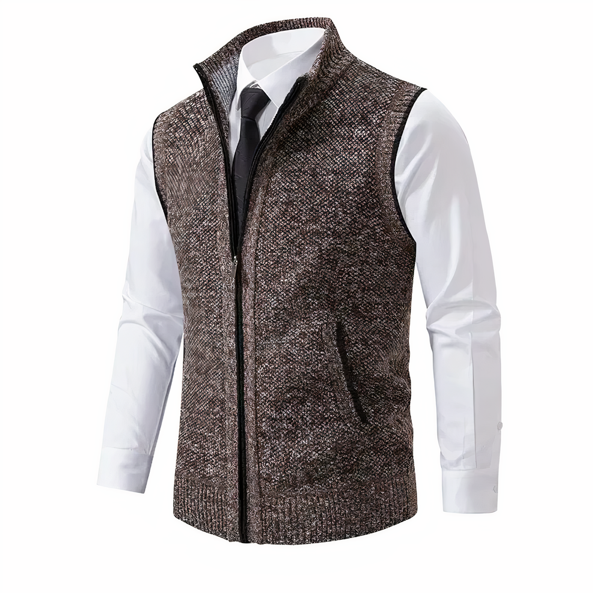 Herren Strickweste mit Reißverschluss-Vest for men-Alpenkind