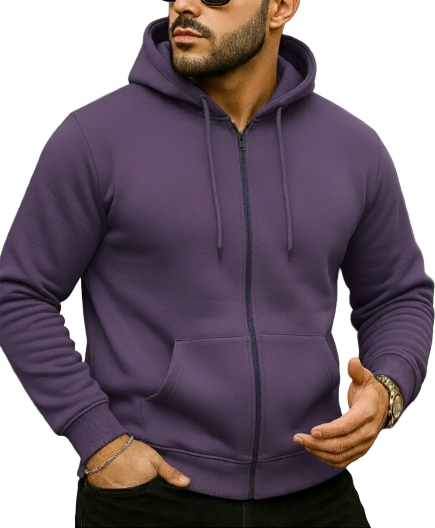 Herren Sweatjacke mit Kapuze und Reißverschluss-Men Jackets-Alpenkind