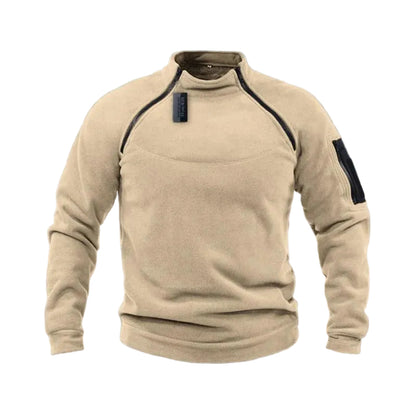 Herren Sweatshirt mit Stehkragen und asymmetrischem Reißverschluss-Men Sweaters-Alpenkind