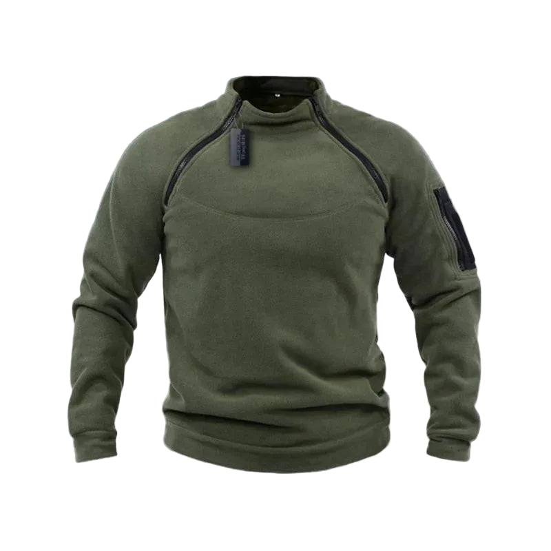 Herren Sweatshirt mit Stehkragen und asymmetrischem Reißverschluss-Men Sweaters-Alpenkind