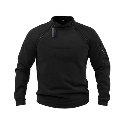 Herren Sweatshirt mit Stehkragen und asymmetrischem Reißverschluss-Men Sweaters-Alpenkind