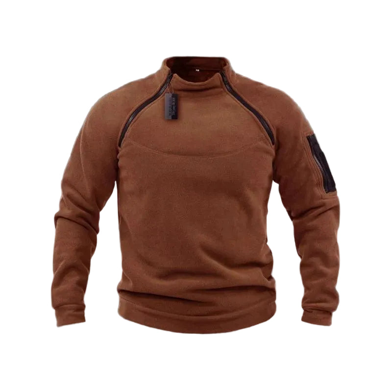 Herren Sweatshirt mit Stehkragen und asymmetrischem Reißverschluss-Men Sweaters-Alpenkind