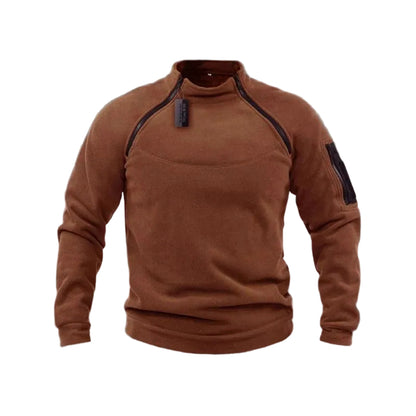 Herren Sweatshirt mit Stehkragen und asymmetrischem Reißverschluss-Men Sweaters-Alpenkind