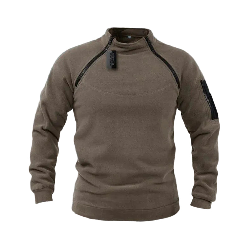 Herren Sweatshirt mit Stehkragen und asymmetrischem Reißverschluss-Men Sweaters-Alpenkind
