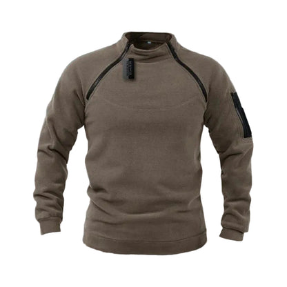 Herren Sweatshirt mit Stehkragen und asymmetrischem Reißverschluss-Men Sweaters-Alpenkind