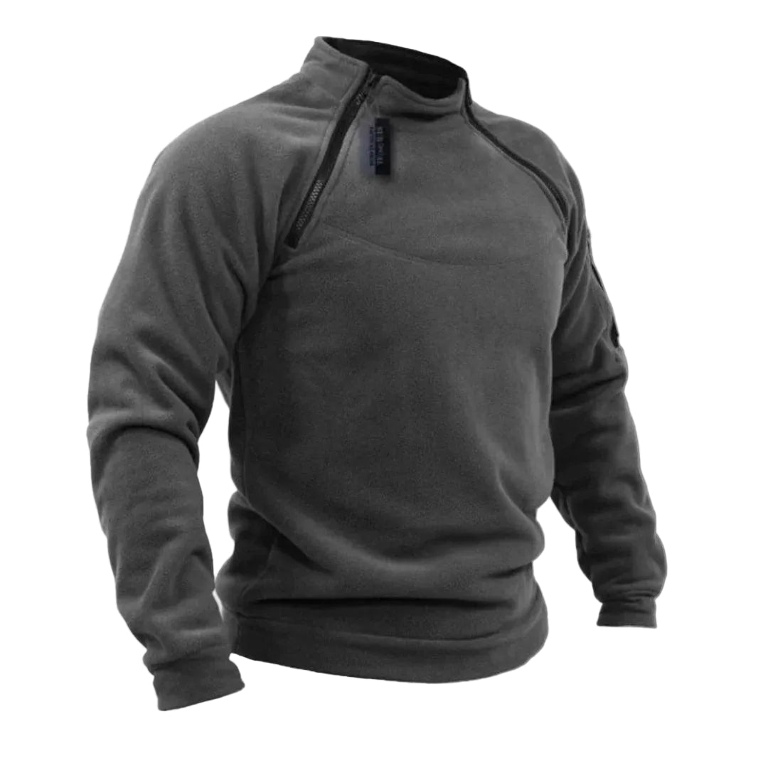 Herren Sweatshirt mit Stehkragen und asymmetrischem Reißverschluss-Men Sweaters-Alpenkind
