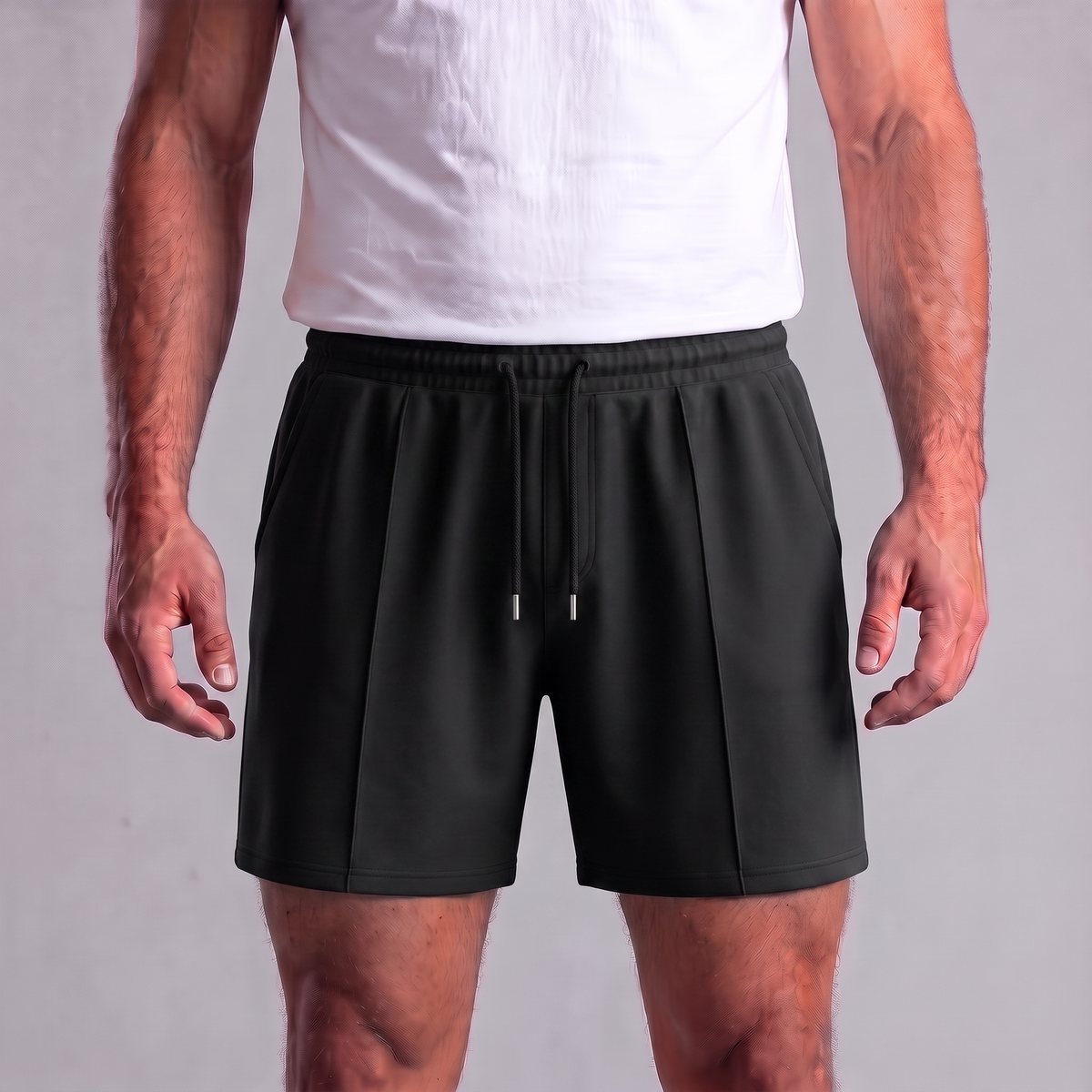 Herren-Sweatshorts mit Kordelzug und Nahtdetails-Shorts for men-Alpenkind