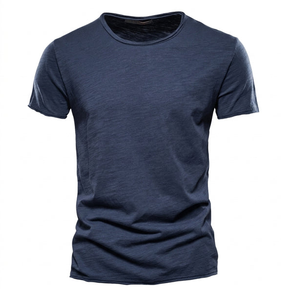 Herren-T-Shirt mit Rundhalsausschnitt und Flammgarn-Struktur-T-shirt for men-Alpenkind
