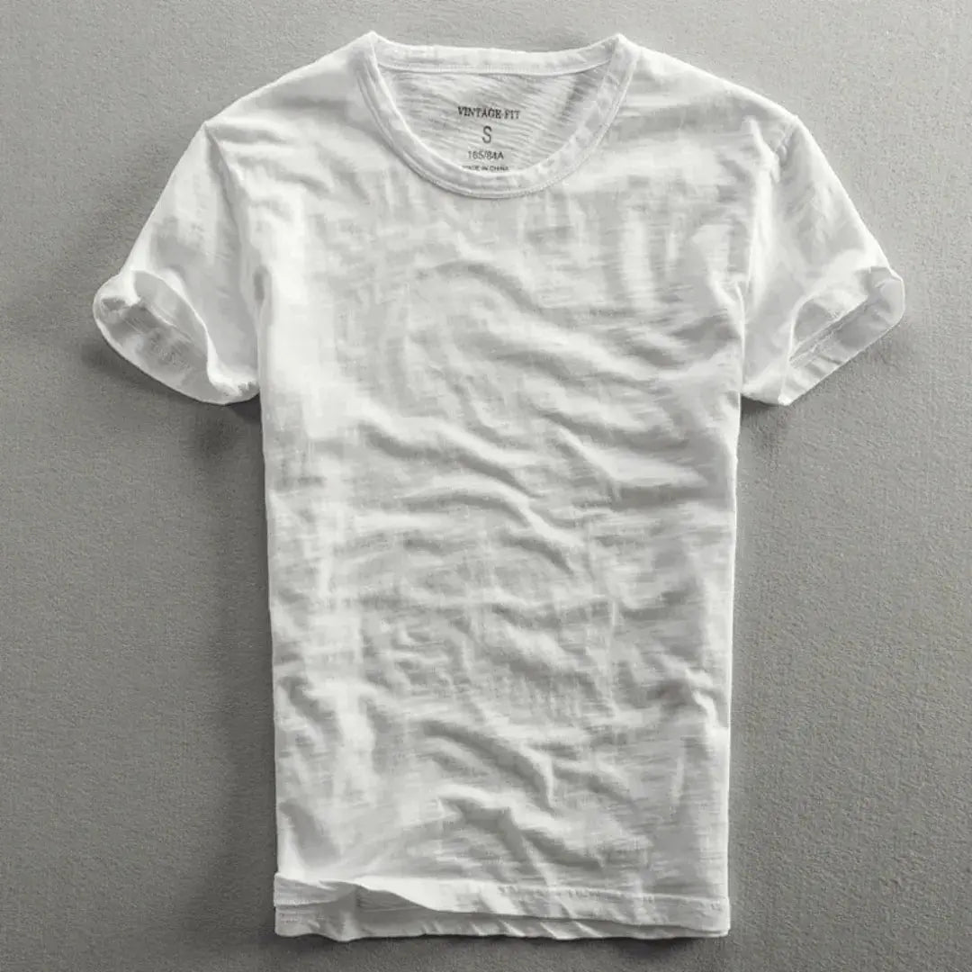 Herren T-Shirt mit Rundhalsausschnitt und Slub-Struktur-Men's T-shirts-Alpenkind