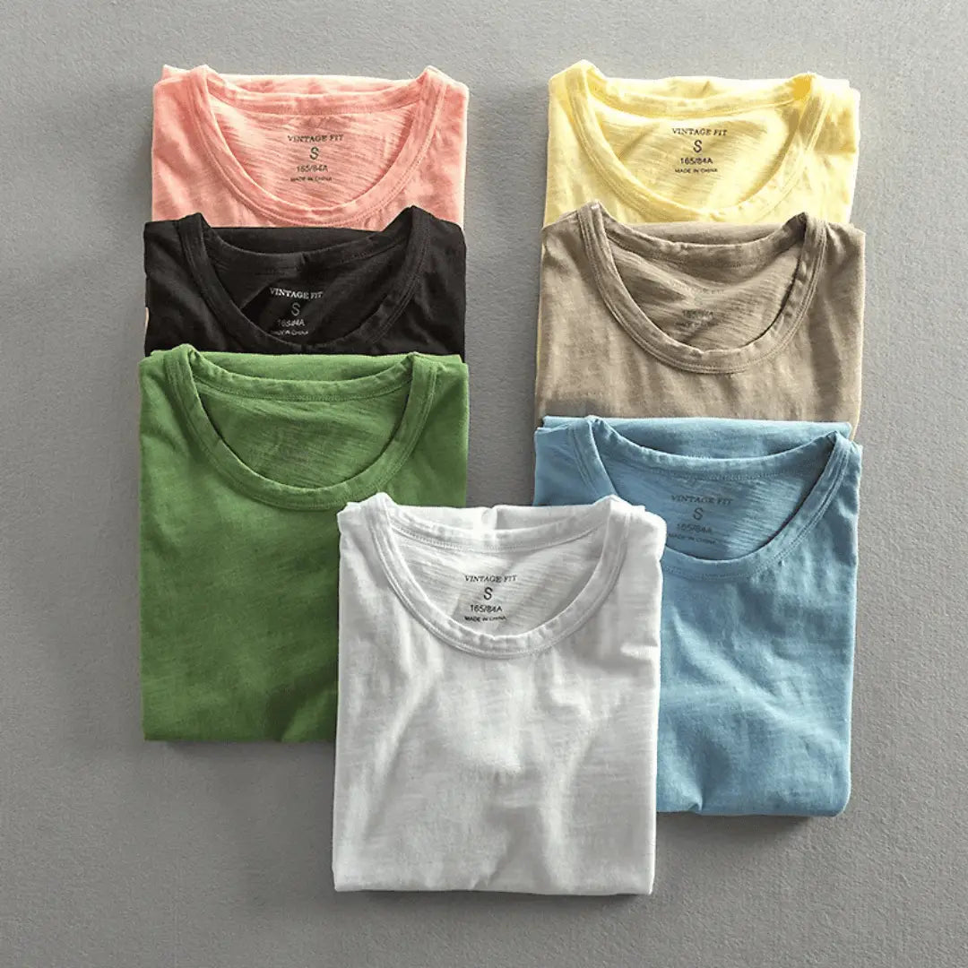 Herren T-Shirt mit Rundhalsausschnitt und Slub-Struktur-Men's T-shirts-Alpenkind