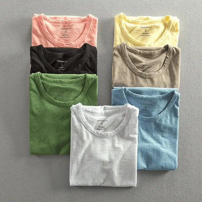 Herren T-Shirt mit Rundhalsausschnitt und Slub-Struktur-Men's T-shirts-Alpenkind