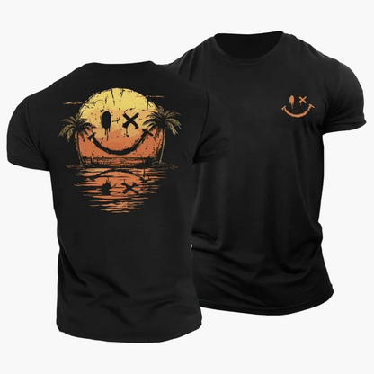 Herren T-Shirt mit Smiley und Palmen-T-Shirts & Polos for men-Alpenkind
