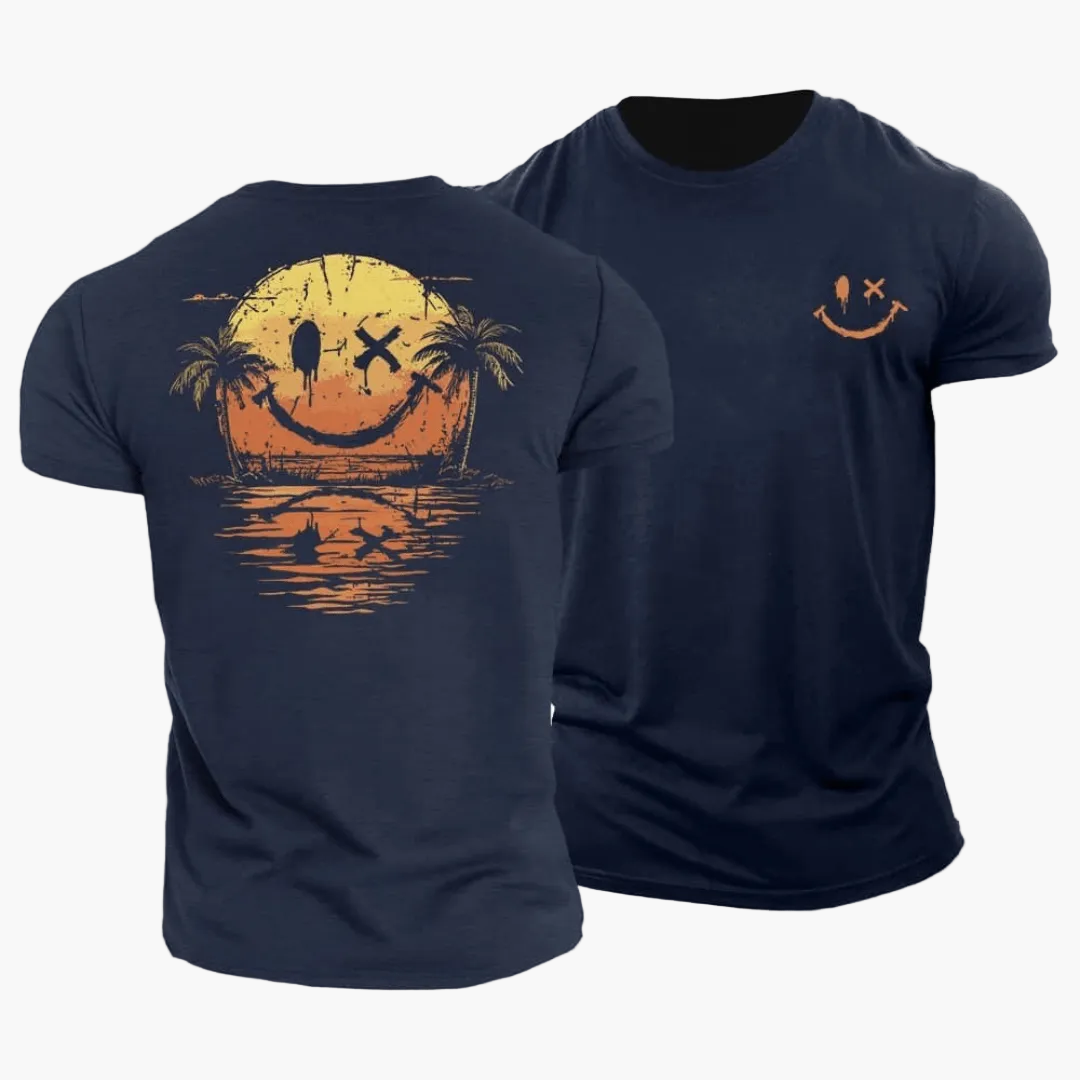 Herren T-Shirt mit Smiley und Palmen-T-Shirts & Polos for men-Alpenkind