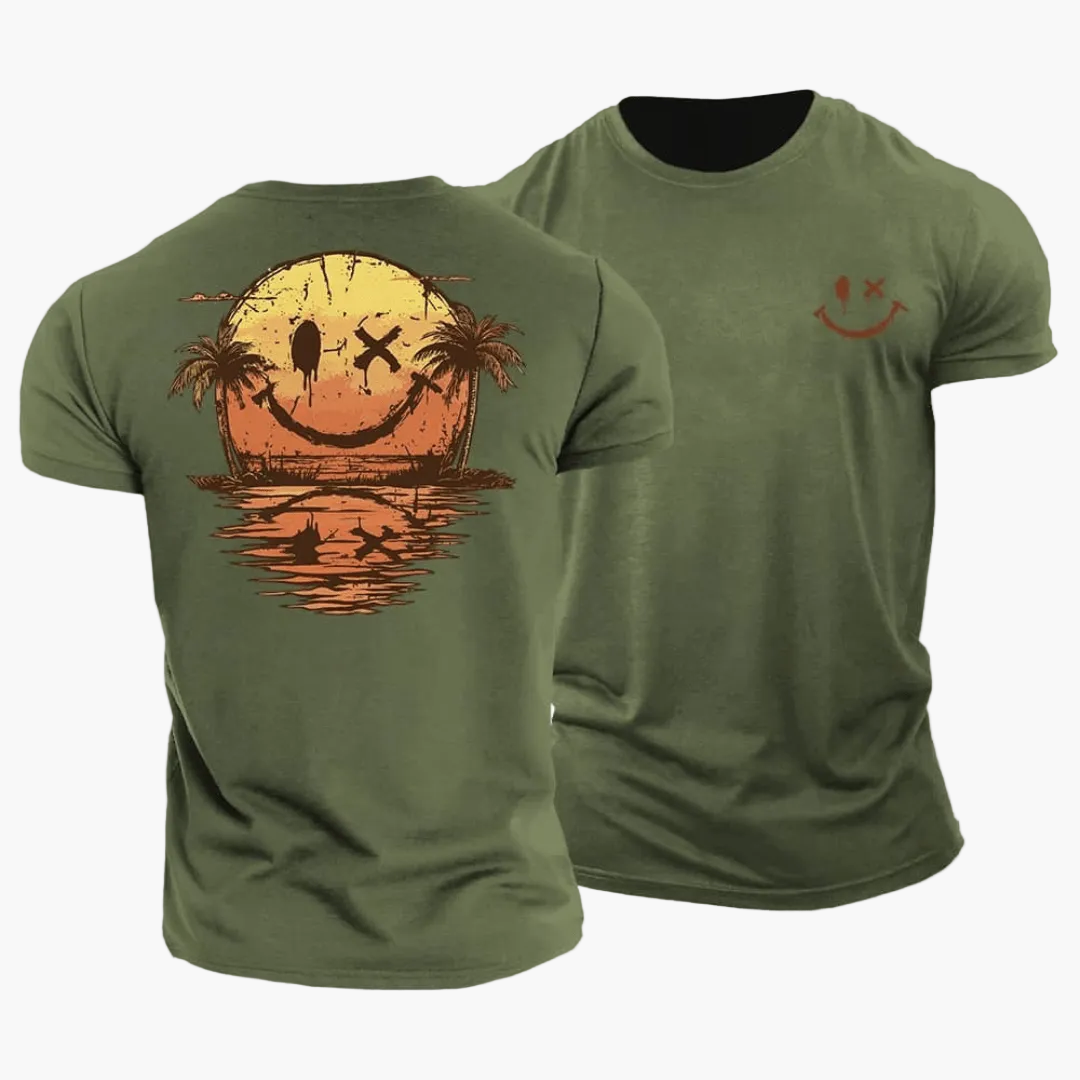 Herren T-Shirt mit Smiley und Palmen-T-Shirts & Polos for men-Alpenkind