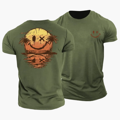 Herren T-Shirt mit Smiley und Palmen-T-Shirts & Polos for men-Alpenkind