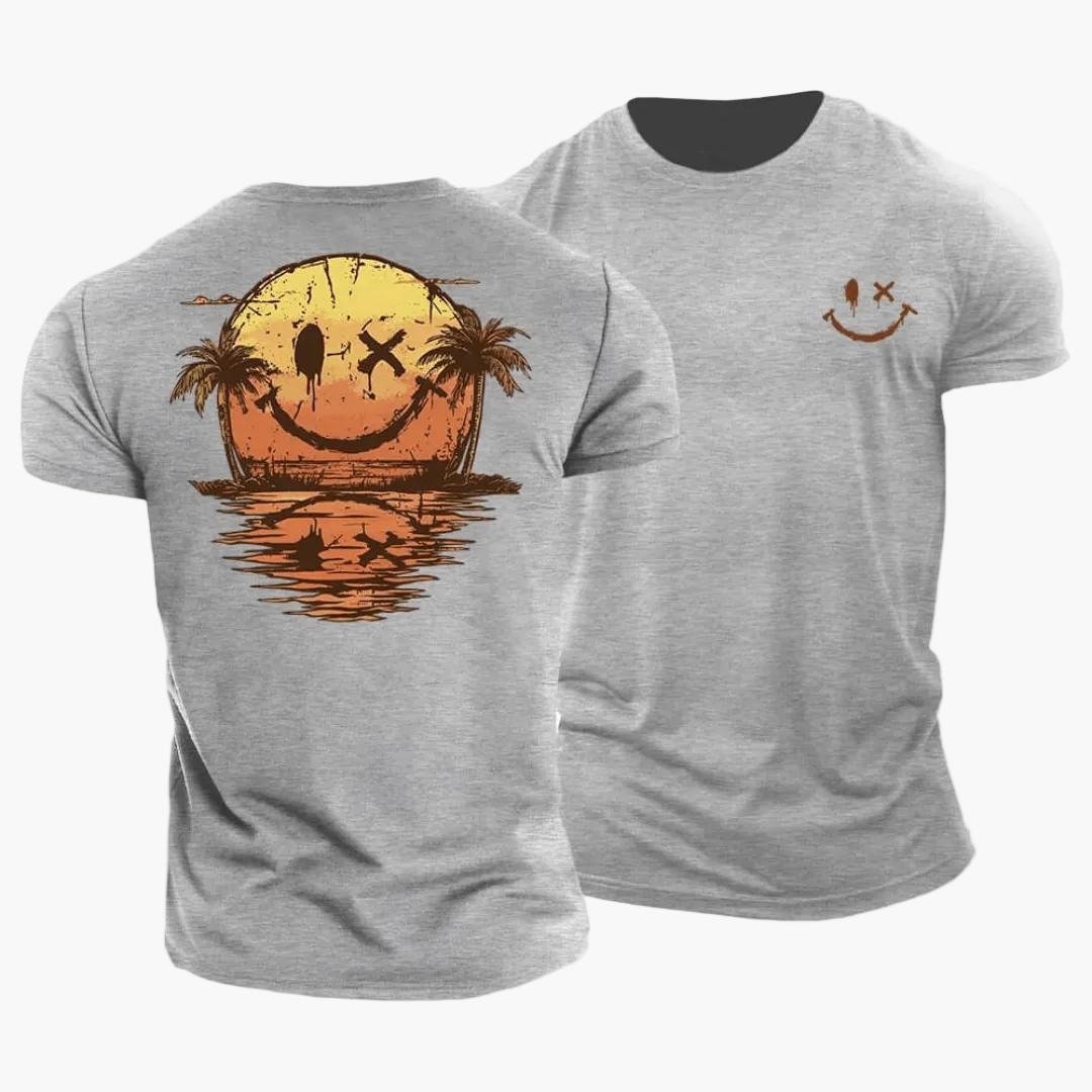 Herren T-Shirt mit Smiley und Palmen-T-Shirts & Polos for men-Alpenkind