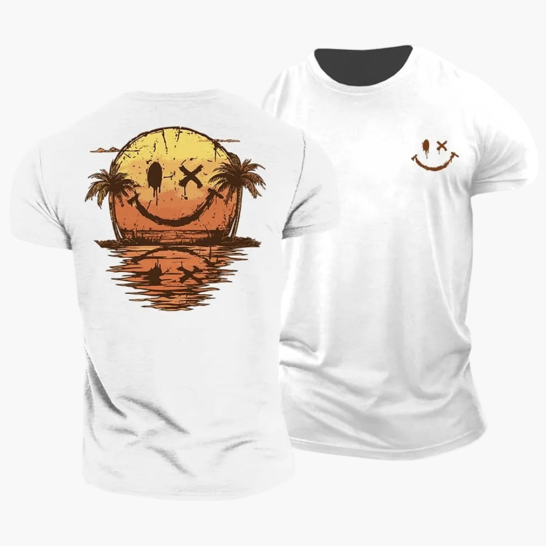 Herren T-Shirt mit Smiley und Palmen-T-Shirts & Polos for men-Alpenkind