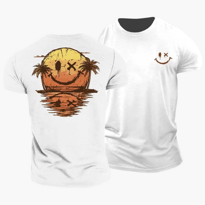 Herren T-Shirt mit Smiley und Palmen-T-Shirts & Polos for men-Alpenkind