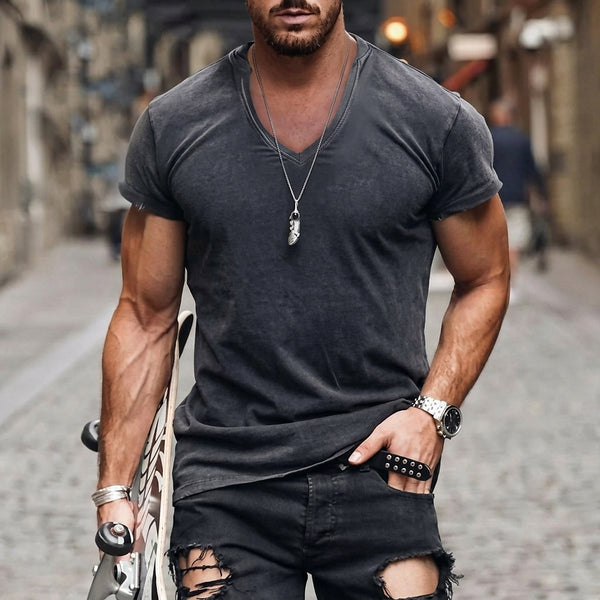 Herren-T-Shirt mit V-Ausschnitt und kurzen Ärmeln-T-shirt for men-Alpenkind