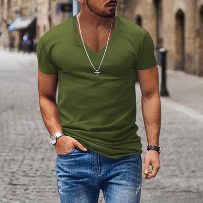 Herren-T-Shirt mit V-Ausschnitt und kurzen Ärmeln-T-shirt for men-Alpenkind