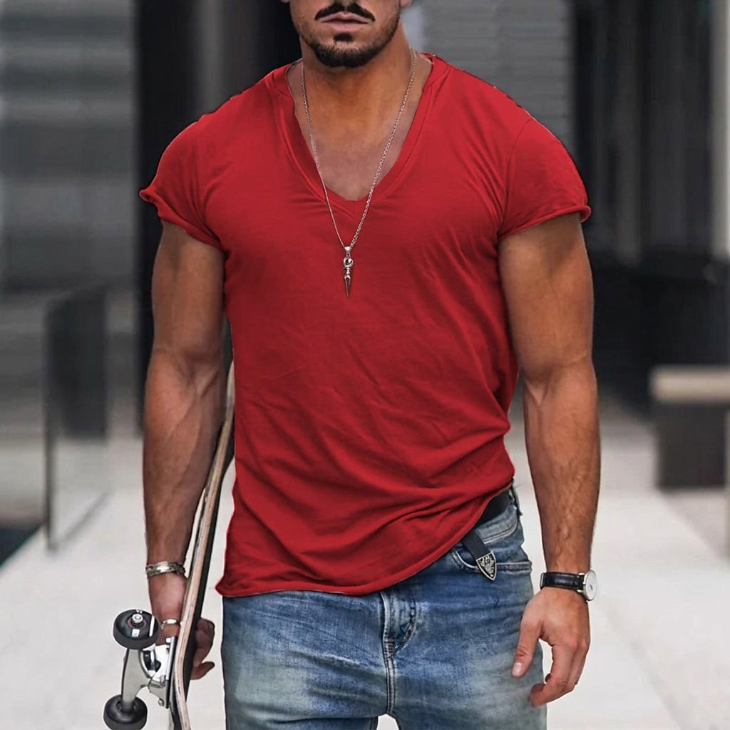 Herren-T-Shirt mit V-Ausschnitt und kurzen Ärmeln-T-shirt for men-Alpenkind