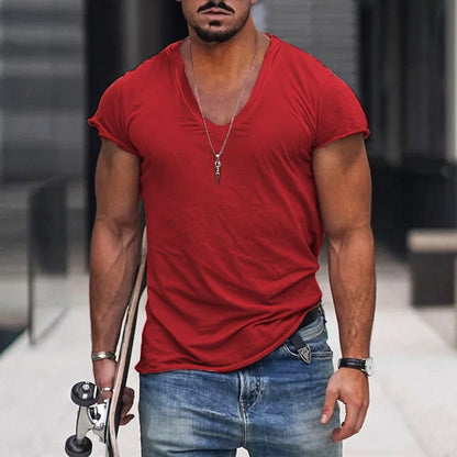 Herren-T-Shirt mit V-Ausschnitt und kurzen Ärmeln-T-shirt for men-Alpenkind