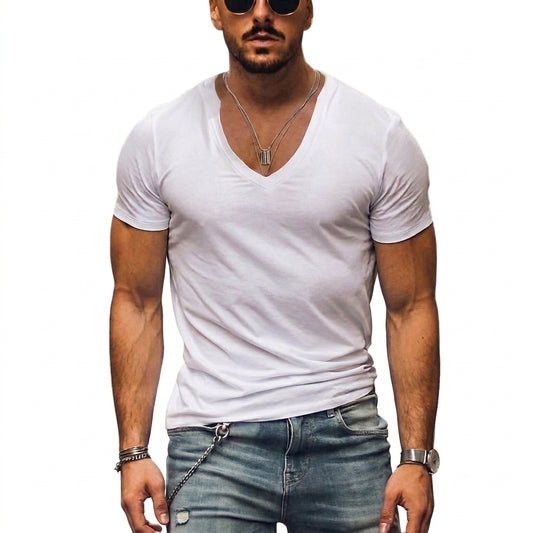Herren-T-Shirt mit V-Ausschnitt und kurzen Ärmeln-T-shirt for men-Alpenkind